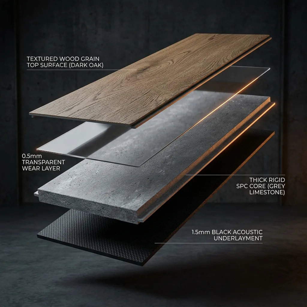 3D rendering of SPC Flooring layers